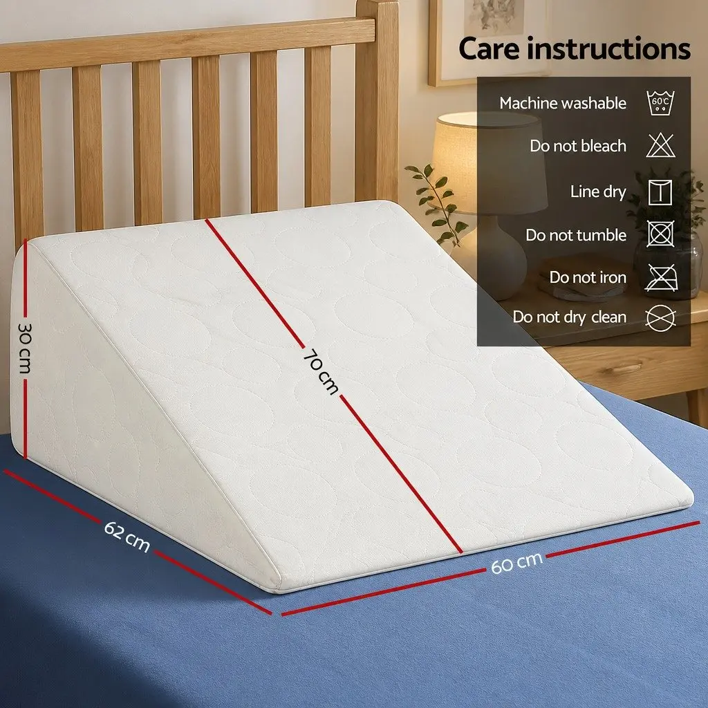 Wedge Pillow Bed Cushion Back Support Cool Gel Memory Foam Bamboo Cover