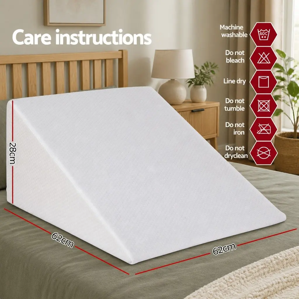 Bed Wedge Support Pillow Beige 62 x 62 x 28 cm Cool Gel Memory Foam for Upper Body Leg Elevation Back Support