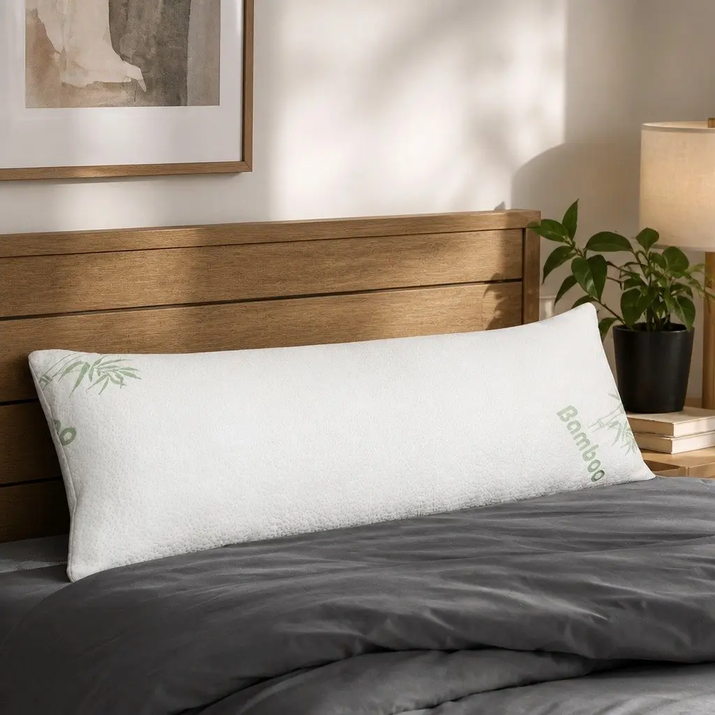 Body Pillow White 120cm Memory Foam Long Full Length Support Side Sleeping Pregnancy Pillow
