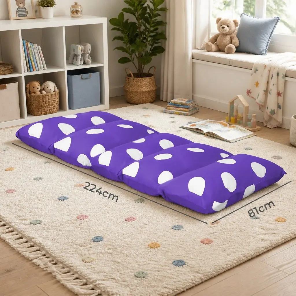Kids Foldable Floor Lounger Pillow Cushion Large Purple Reading Bedroom