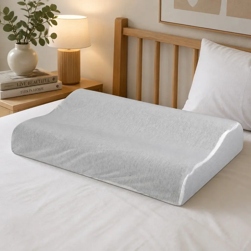 Memory Foam Pillow Pair White Ergonomic Neck Shoulder Support Bamboo Charcoal