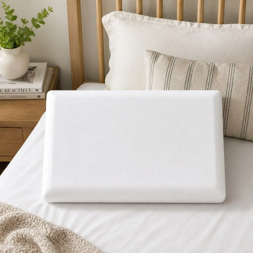 Memory Foam Pillow White 60cm Double Sided Neck Shoulder Support Ergonomic Cervical