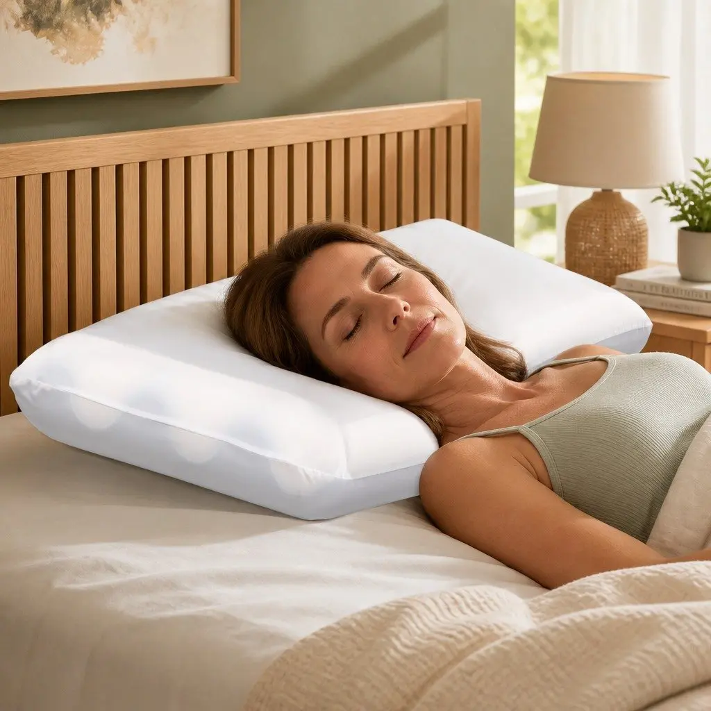 Memory Foam Pillow White 60cm Double Sided Neck Shoulder Support Ergonomic Cervical