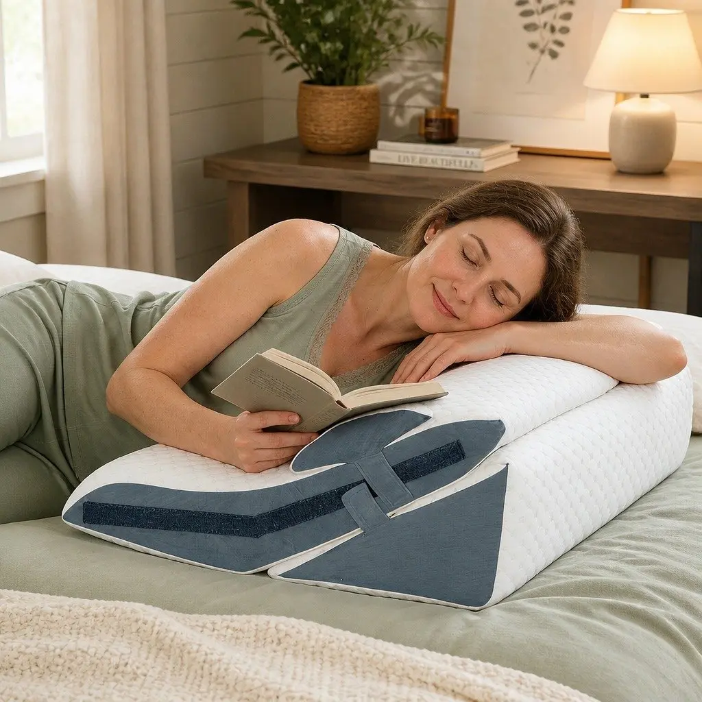 Orthopedic Bed Wedge Pillow White Grey 24 Inch 3-in-1 Adjustable Memory Foam Sleep Support