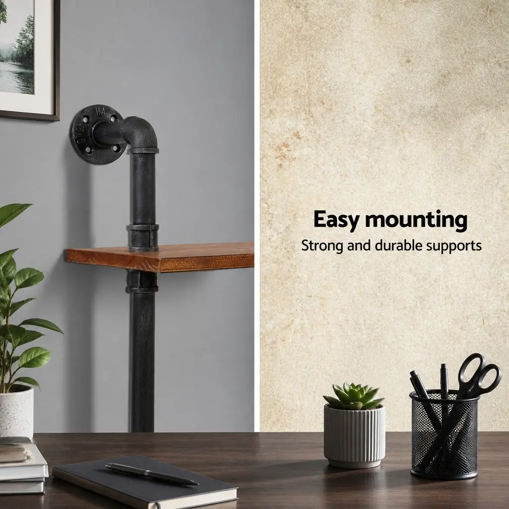 3 Tier Brown Rustic Industrial Pipe Shelf DIY Floating Shelves