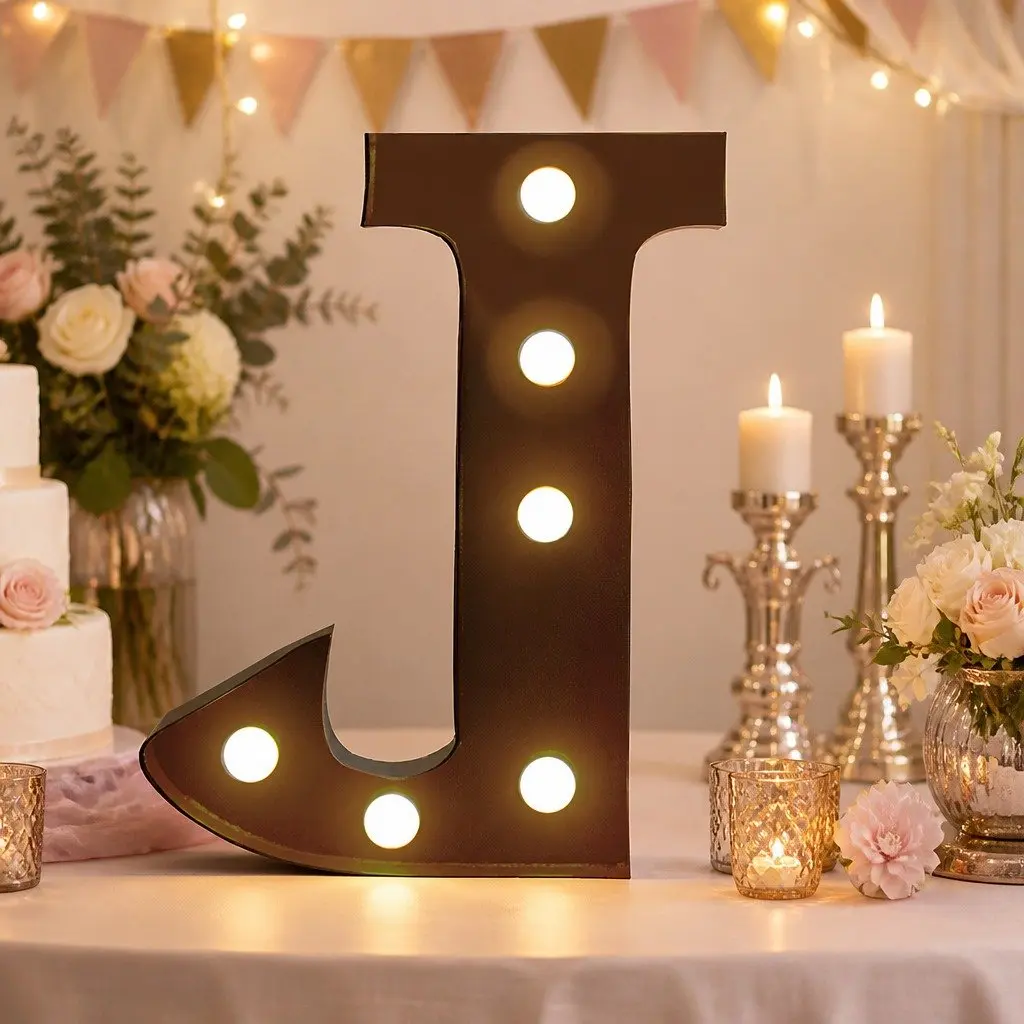 LED Metal Letter Lights Free Standing Warm Glow for Home Decor Weddings Parties