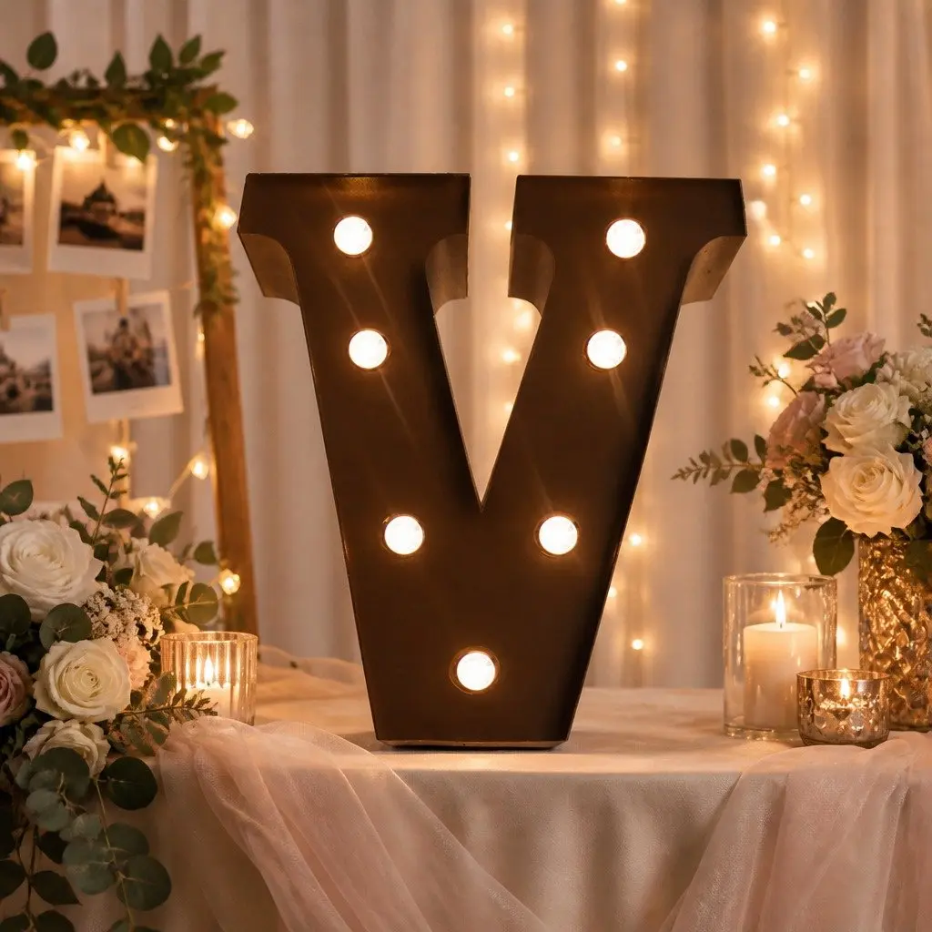 LED Metal Letter Light Free Standing Warm Glow for Home Decor Wedding Party
