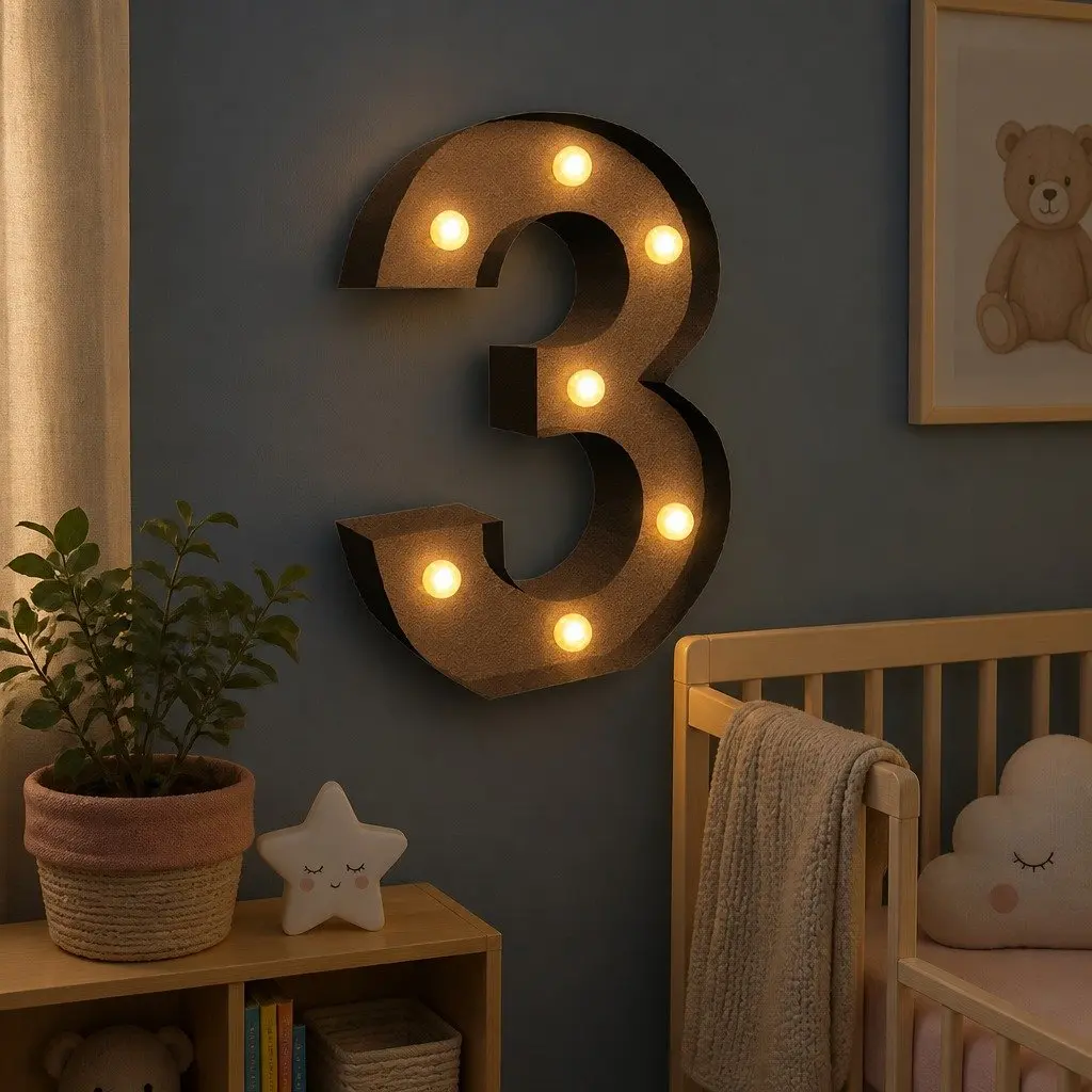 LED Metal Letter Number Light Free Standing Home Decoration