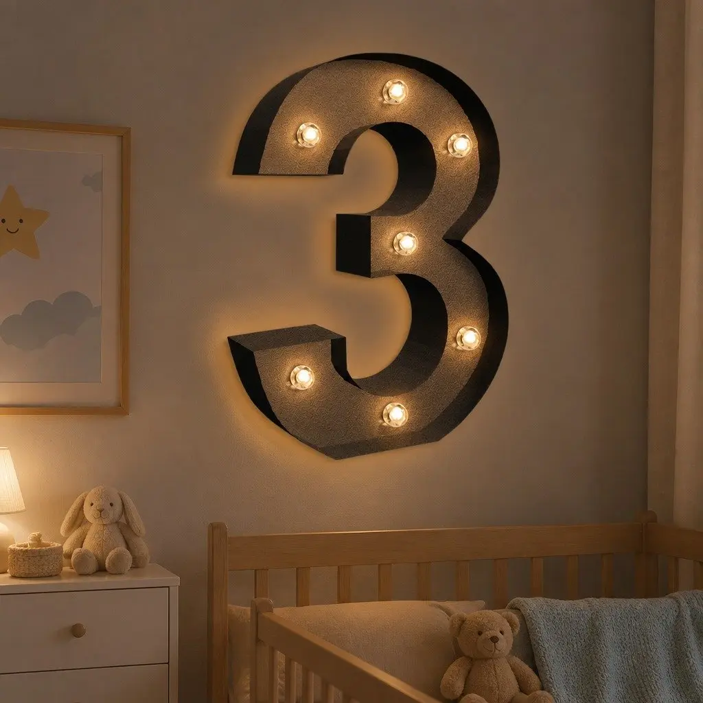 LED Metal Letter Number Light Free Standing Home Decoration
