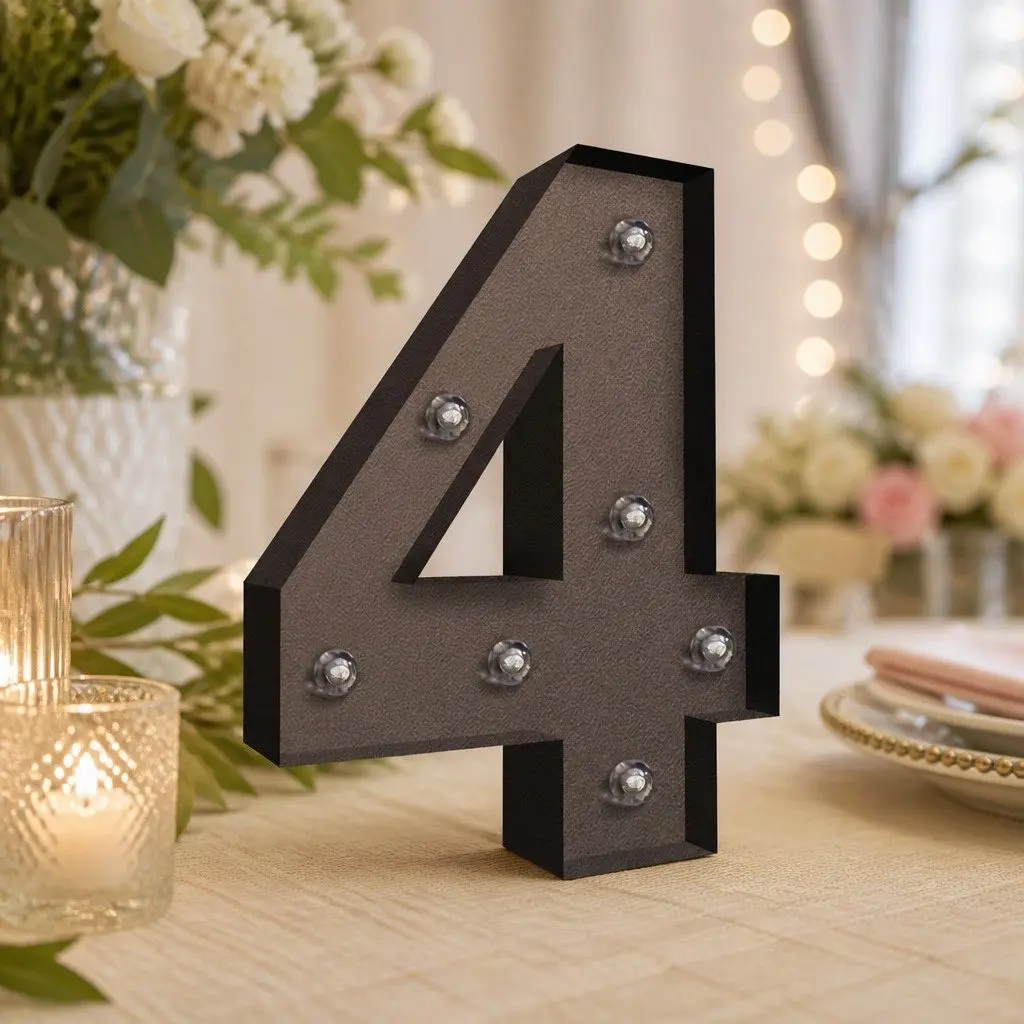 LED Number Light Metal Free Standing Marquee Style Home Decoration