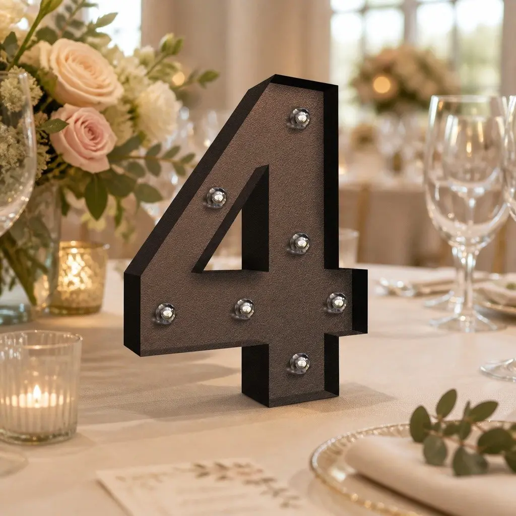 LED Number Light Metal Free Standing Marquee Style Home Decoration