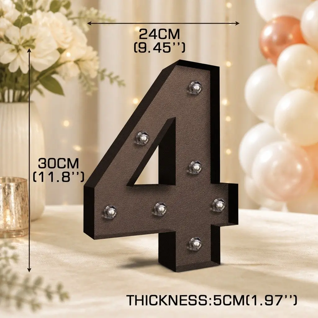 LED Number Light Metal Free Standing Marquee Style Home Decoration