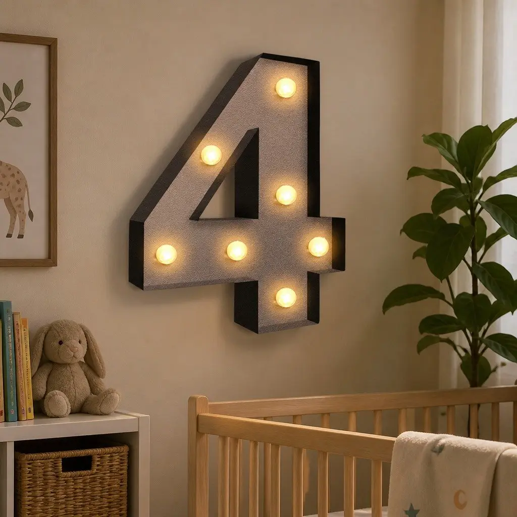 LED Number Light Metal Free Standing Marquee Style Home Decoration
