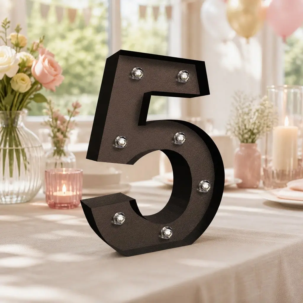 LED Metal Number Light Warm Glow Free Standing for Wedding Party Decoration