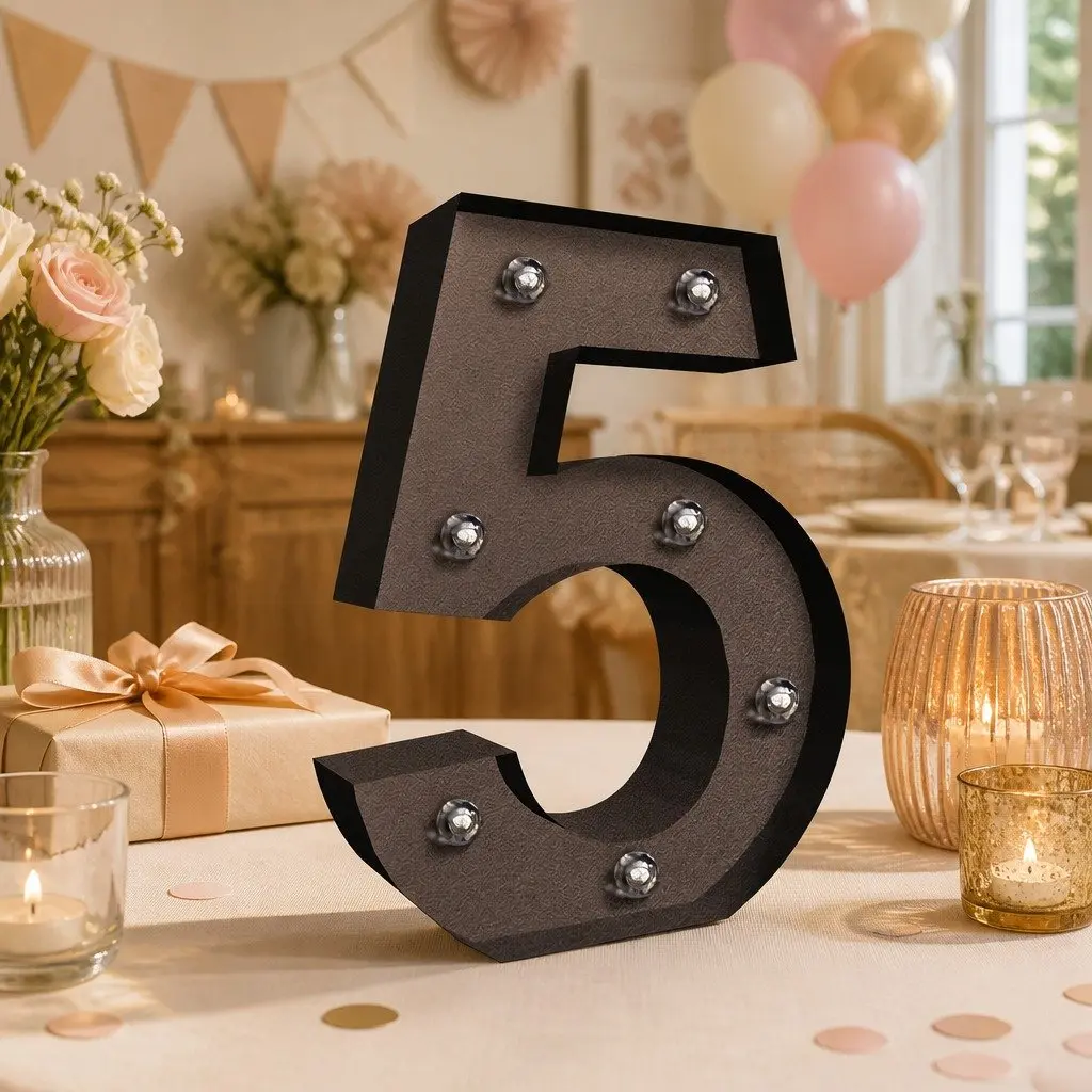 LED Metal Number Light Warm Glow Free Standing for Wedding Party Decoration