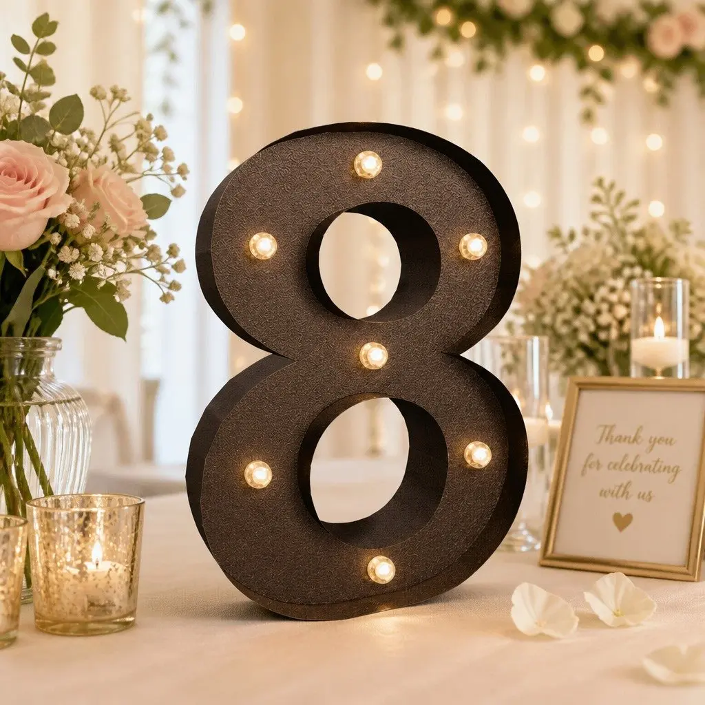 LED Number Light Metal Freestanding Warm Glow Suitable for Party Wedding Home Decoration