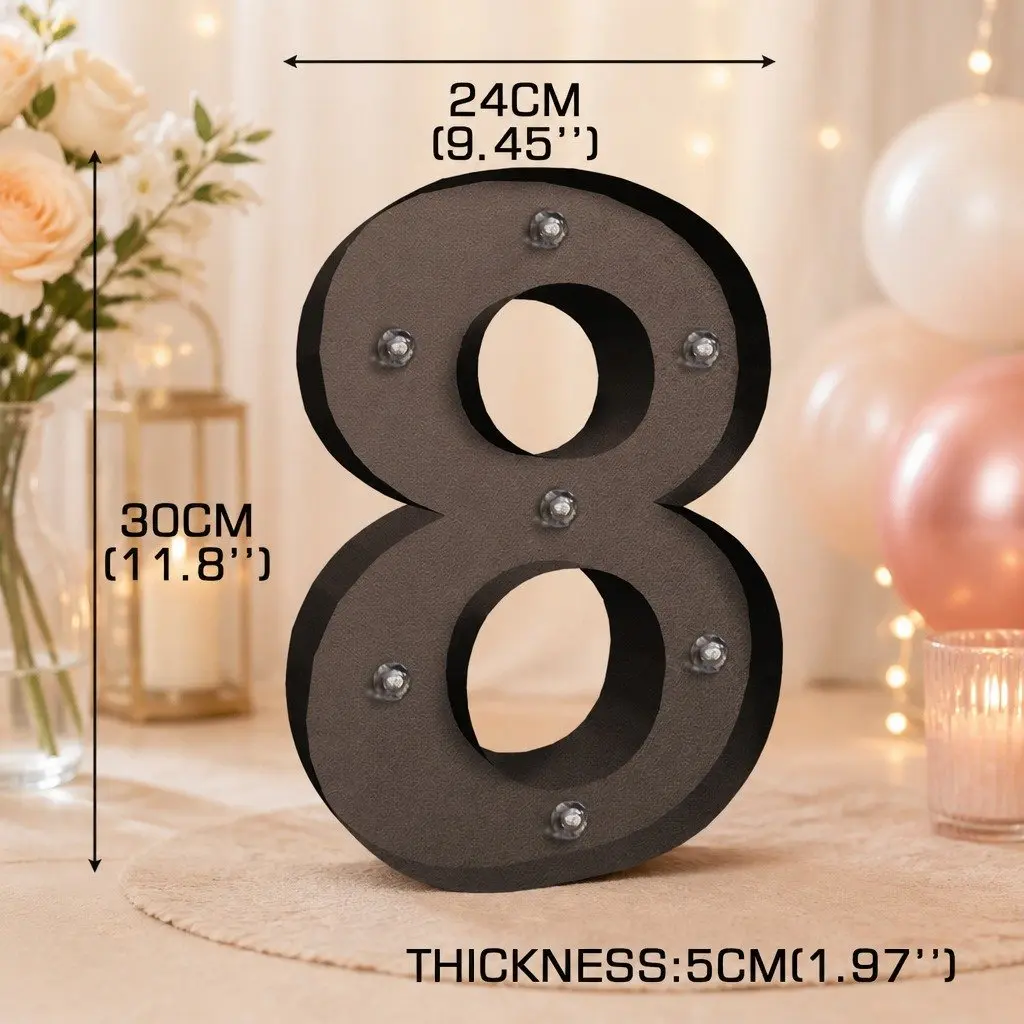 LED Number Light Metal Freestanding Warm Glow Suitable for Party Wedding Home Decoration