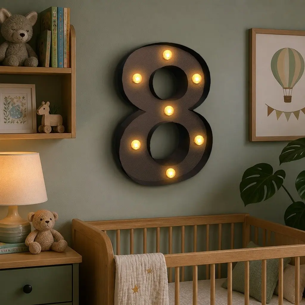 LED Number Light Metal Freestanding Warm Glow Suitable for Party Wedding Home Decoration