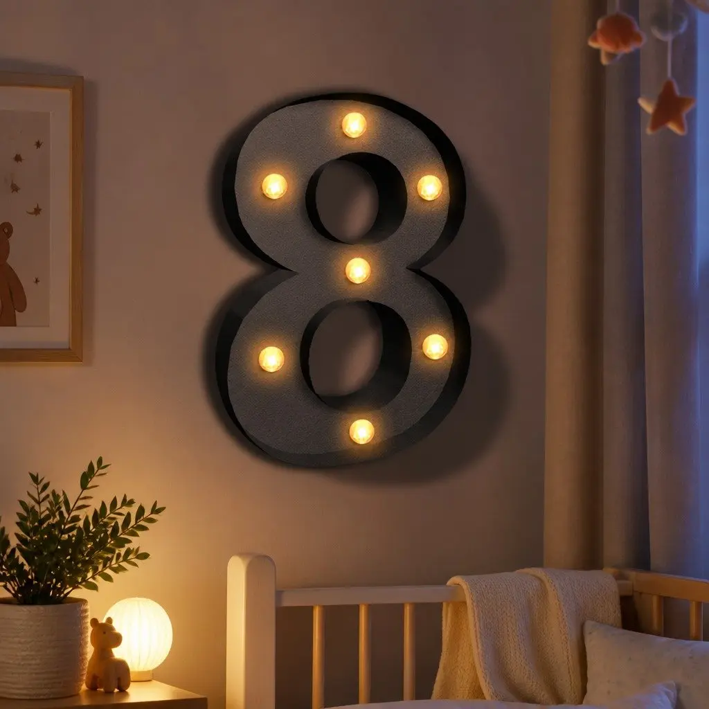 LED Number Light Metal Freestanding Warm Glow Suitable for Party Wedding Home Decoration