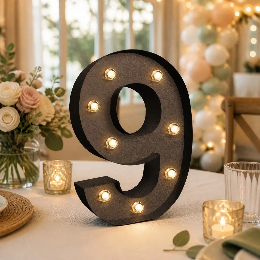 LED Metal Letter Number Light Free Standing Home Party Wedding Decor