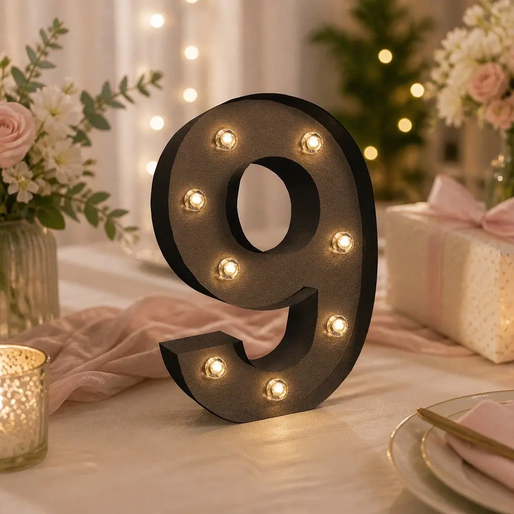 LED Metal Letter Number Light Free Standing Home Party Wedding Decor