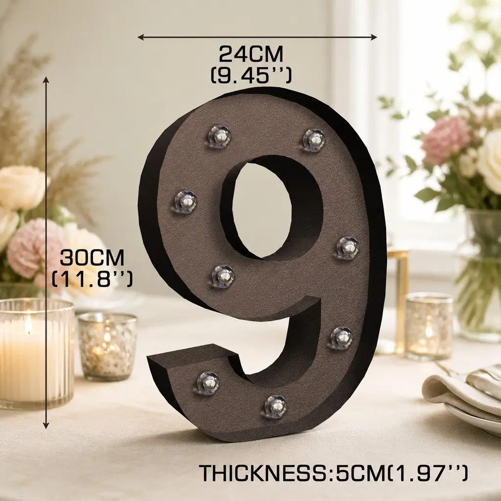 LED Metal Letter Number Light Free Standing Home Party Wedding Decor