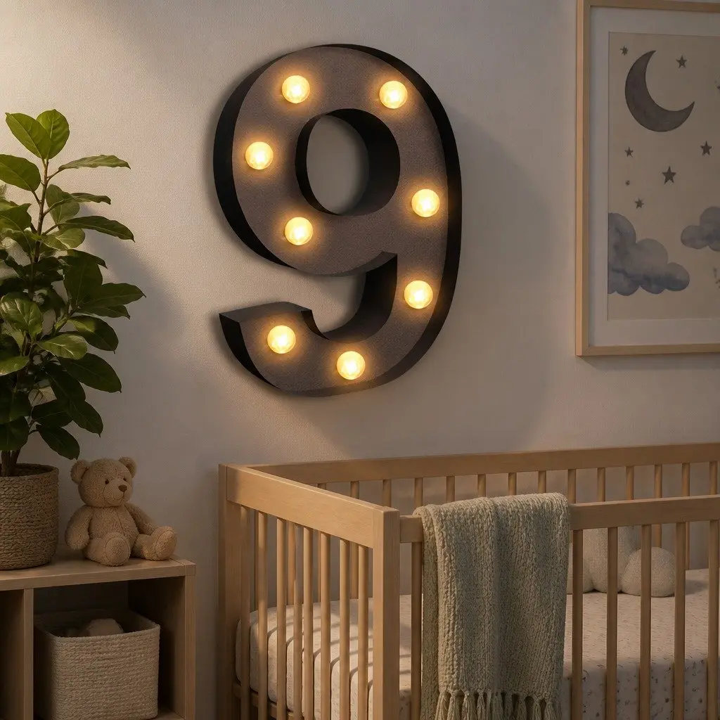 LED Metal Letter Number Light Free Standing Home Party Wedding Decor