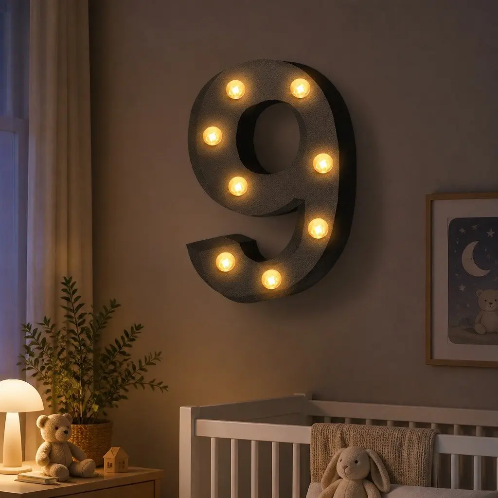 LED Metal Letter Number Light Free Standing Home Party Wedding Decor
