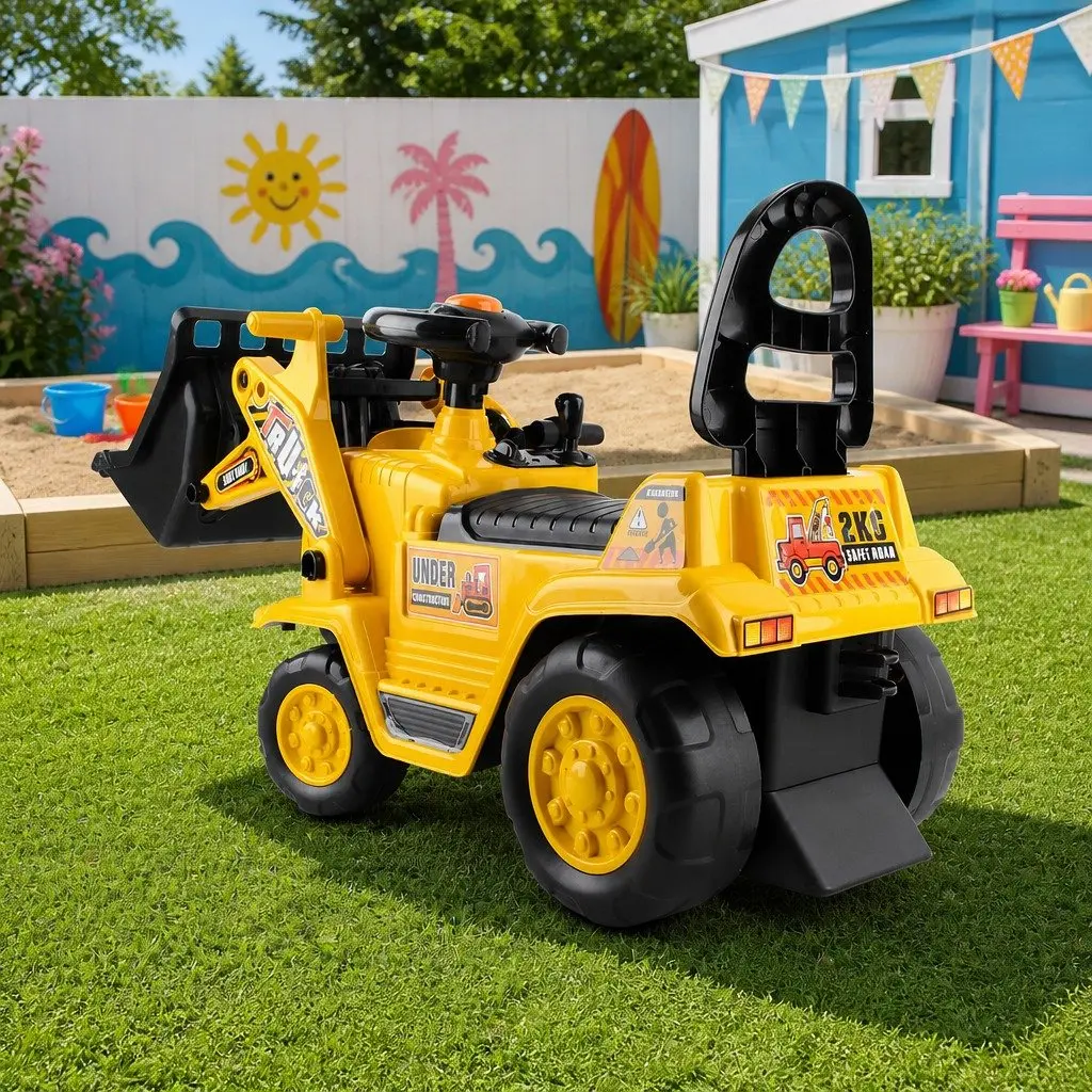 Ride On Car Yellow Kids Excavator Toy Realistic Hand Controls High Backrest