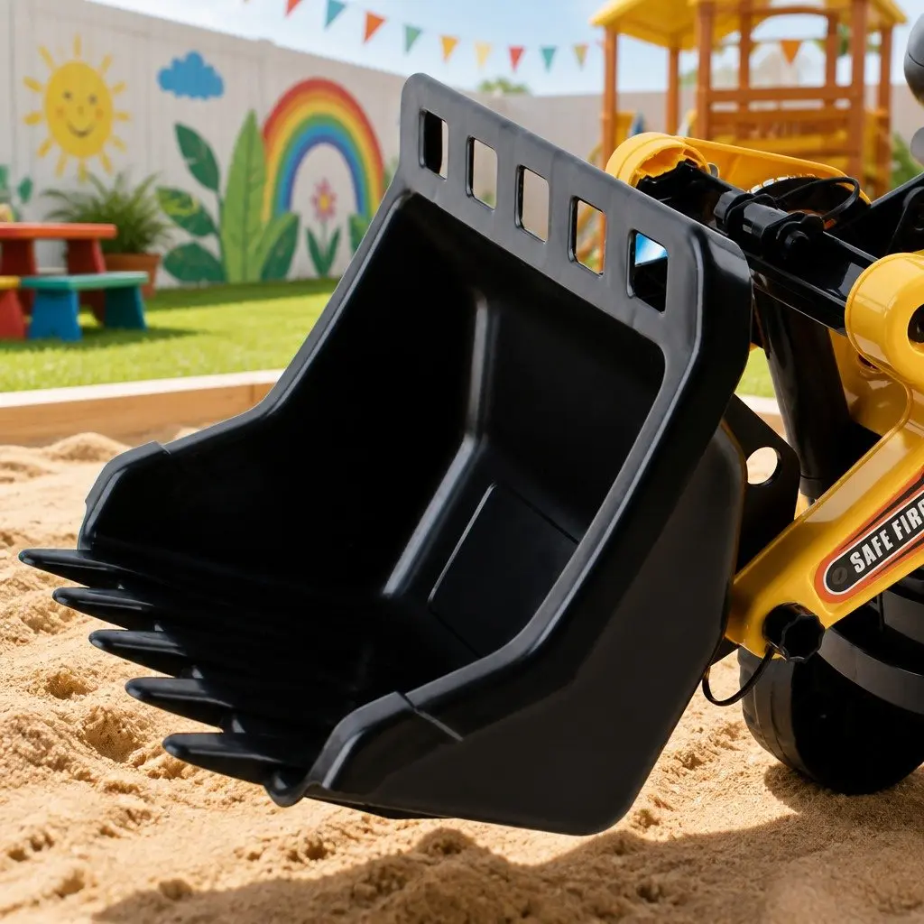 Ride On Car Yellow Kids Excavator Toy Realistic Hand Controls High Backrest