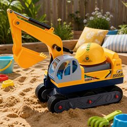 Kids Ride On Excavator Digger Yellow Toy Sandpit Bulldozer Pretend Play