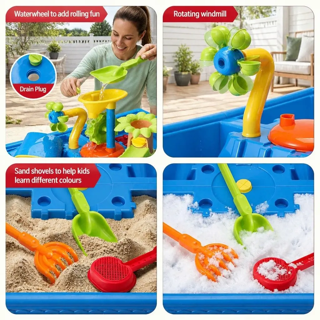 Ride On Digger Toy Multicolour 2 Piece Sand Water Table Play Set for Kids Outdoor