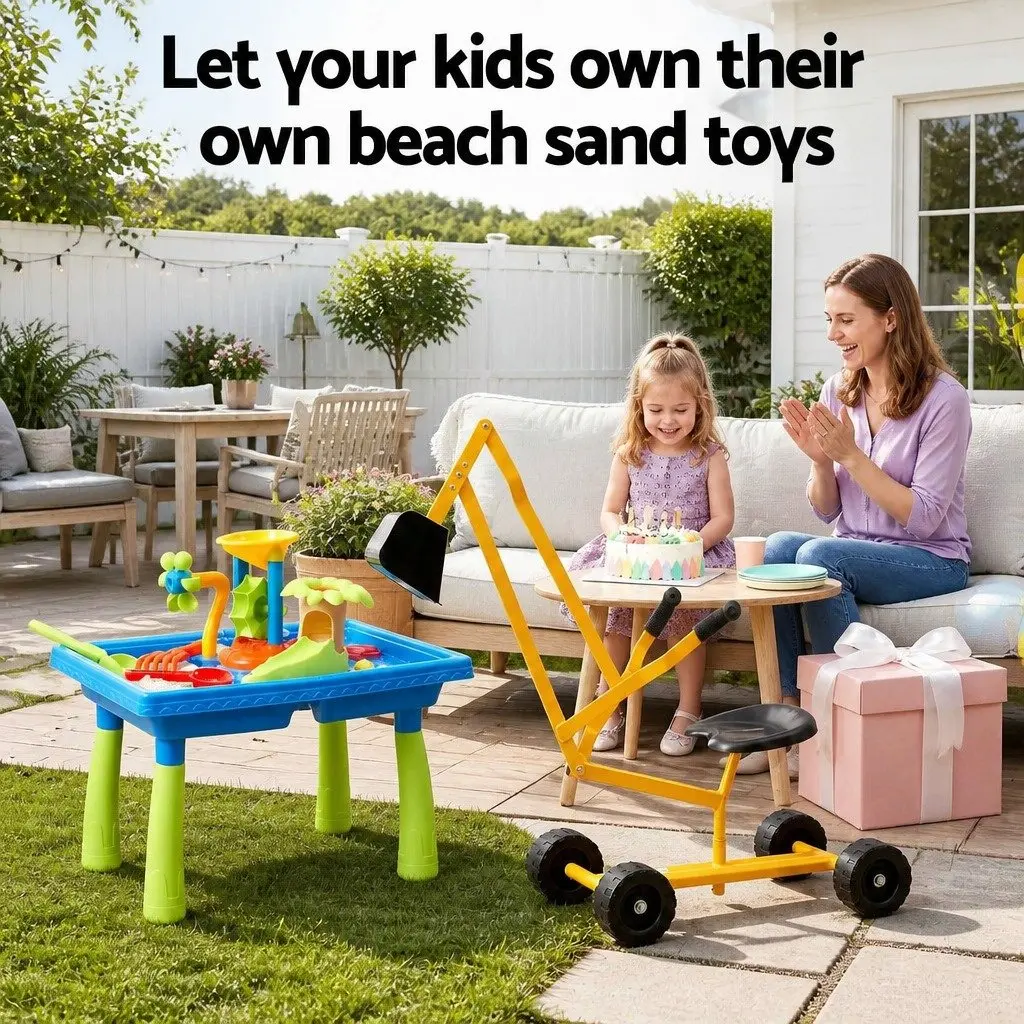 Ride On Digger Toy Multicolour 2 Piece Sand Water Table Play Set for Kids Outdoor