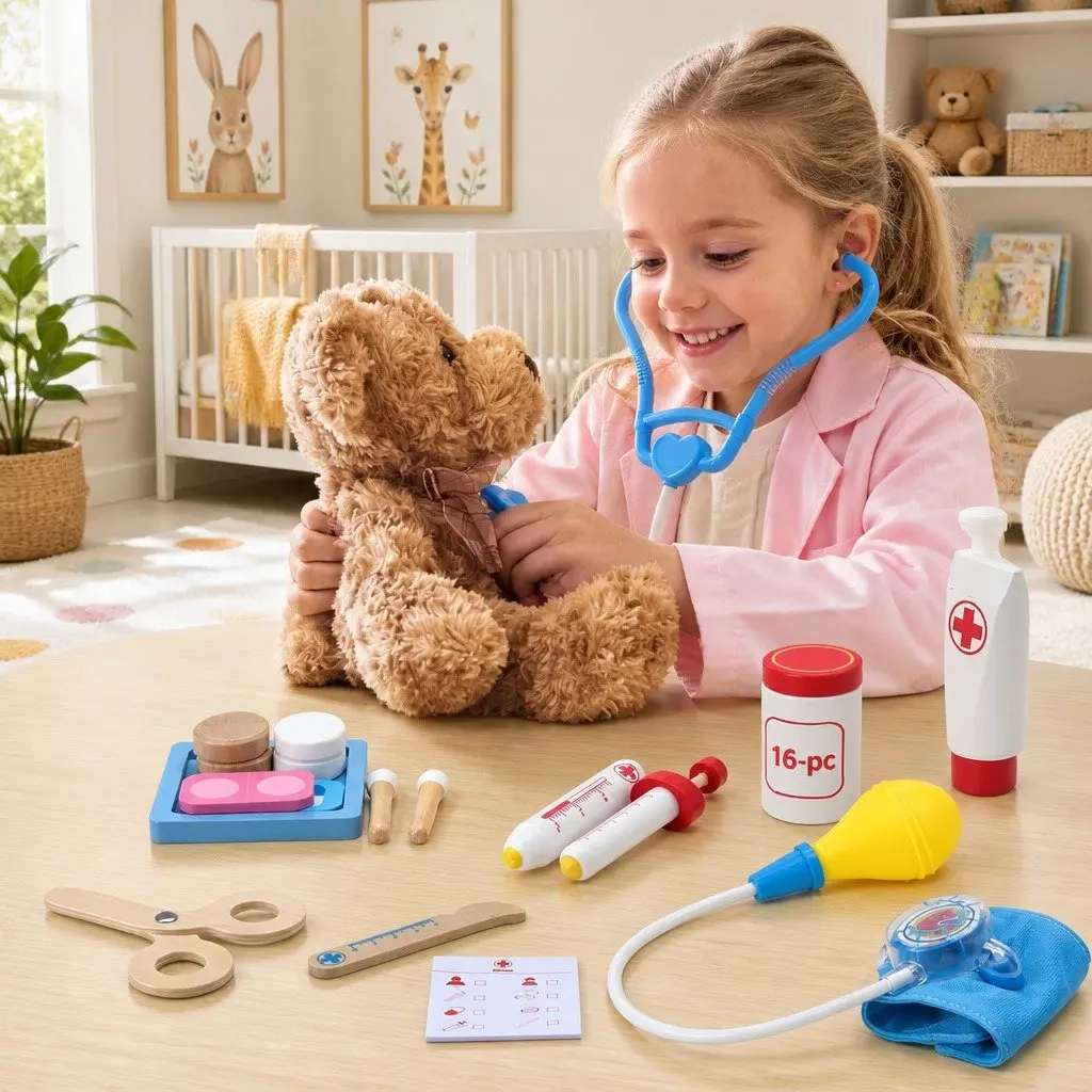 Pretend Play Doctor Set Multicolour 16 Pieces Wearable Stethoscope