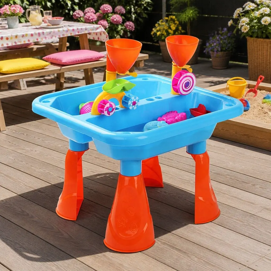 Sand and Water Table Multi-Coloured Outdoor Play Set with Accessories for Toddlers