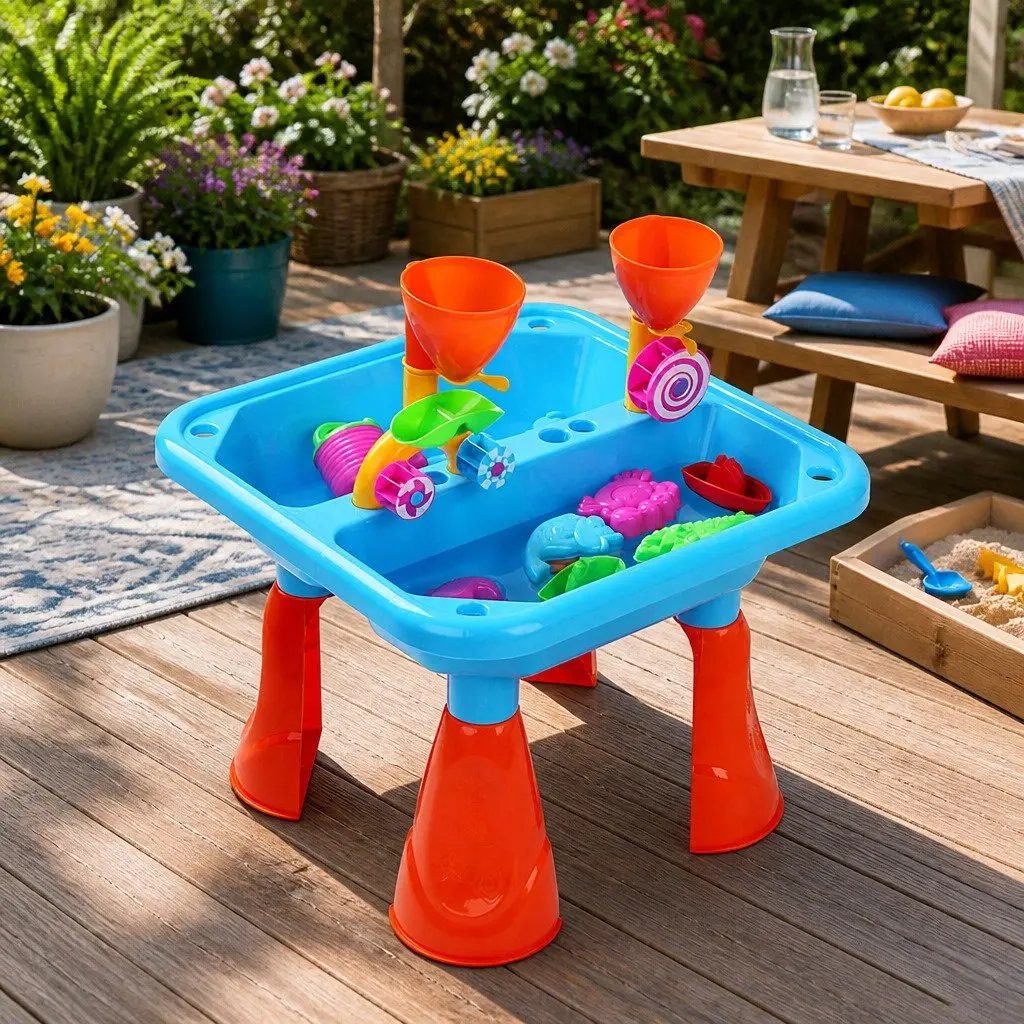 Sand and Water Table Multi-Coloured Outdoor Play Set with Accessories for Toddlers