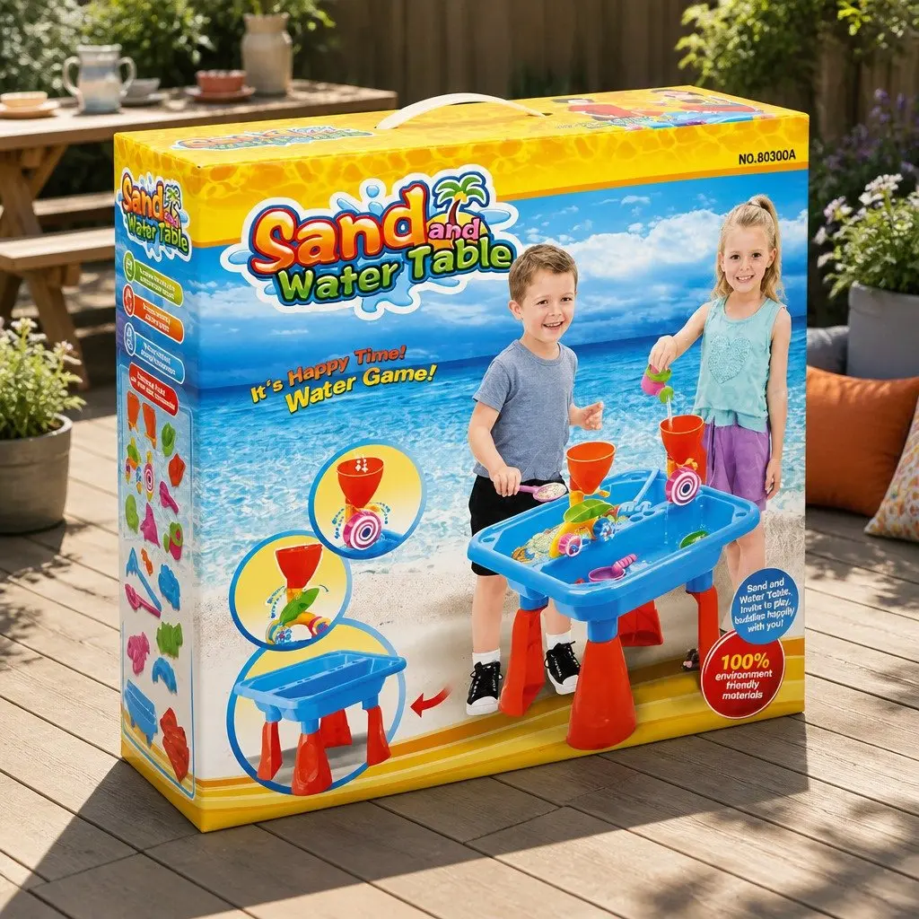Sand and Water Table Multi-Coloured Outdoor Play Set with Accessories for Toddlers