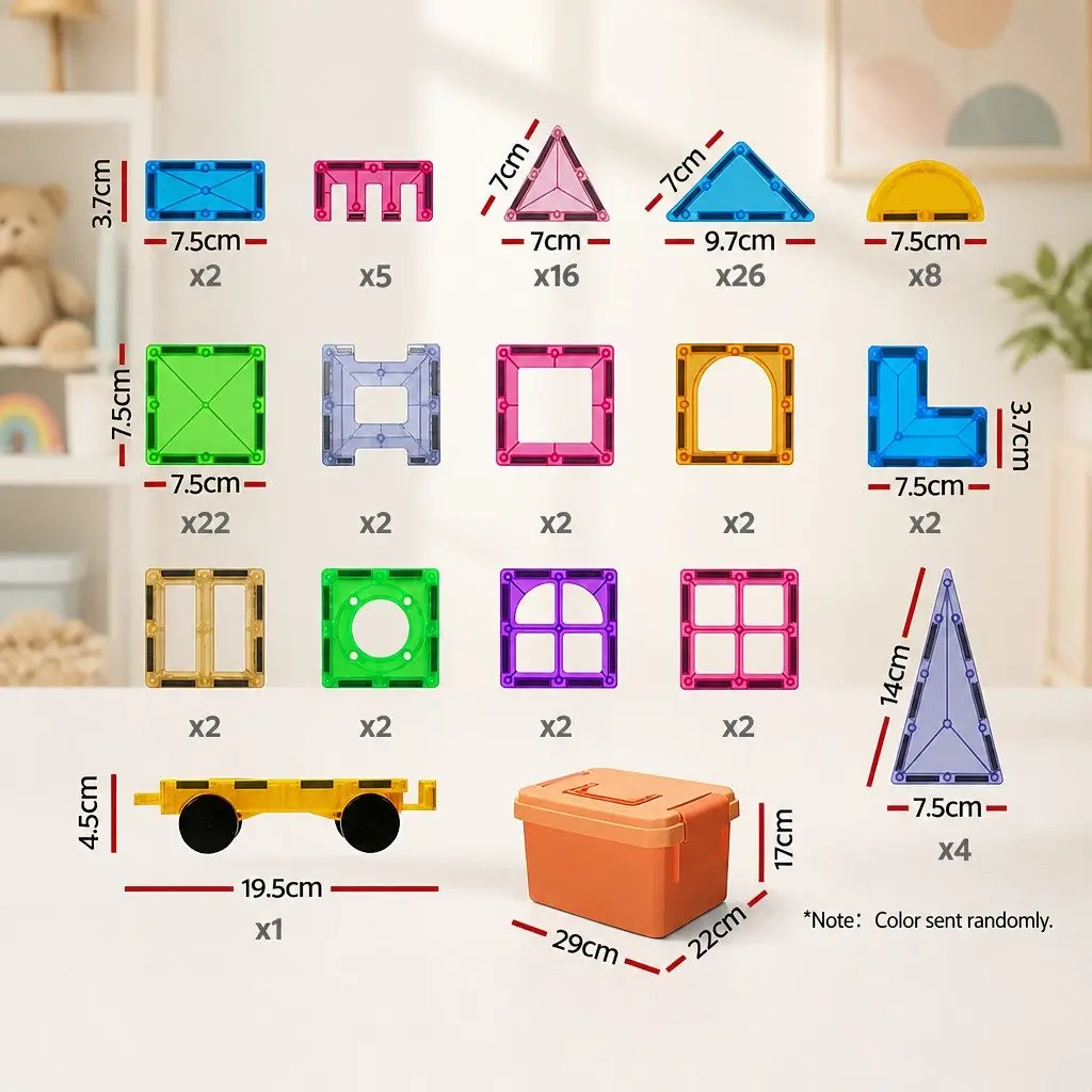 Magnetic Tiles Building Blocks Red Yellow Green 100 Piece Educational Construction Toys STEM