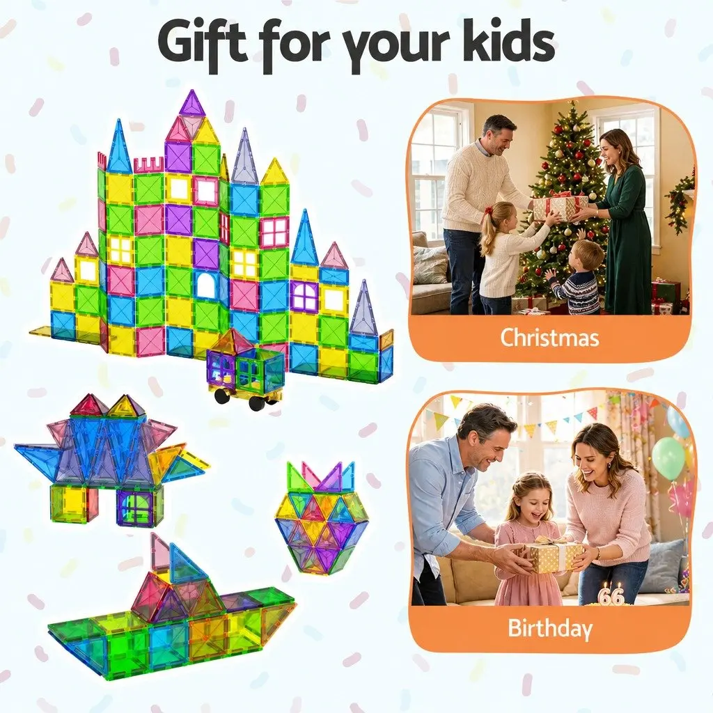 Magnetic Tiles Building Blocks Red Yellow Green 100 Piece Educational Construction Toys STEM