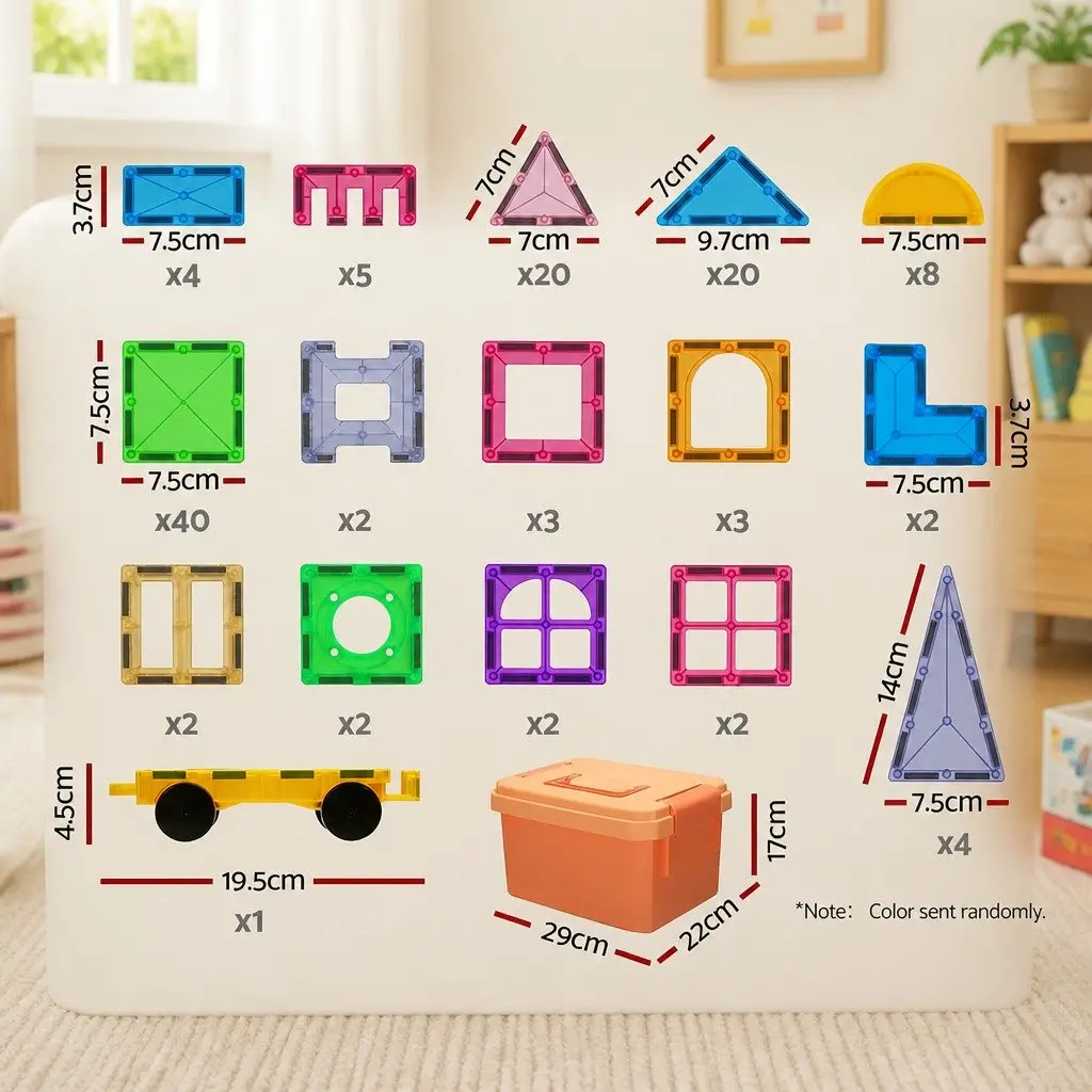 Magnetic Tiles Building Blocks Set Red Yellow Green 120 Piece STEM Educational Toy