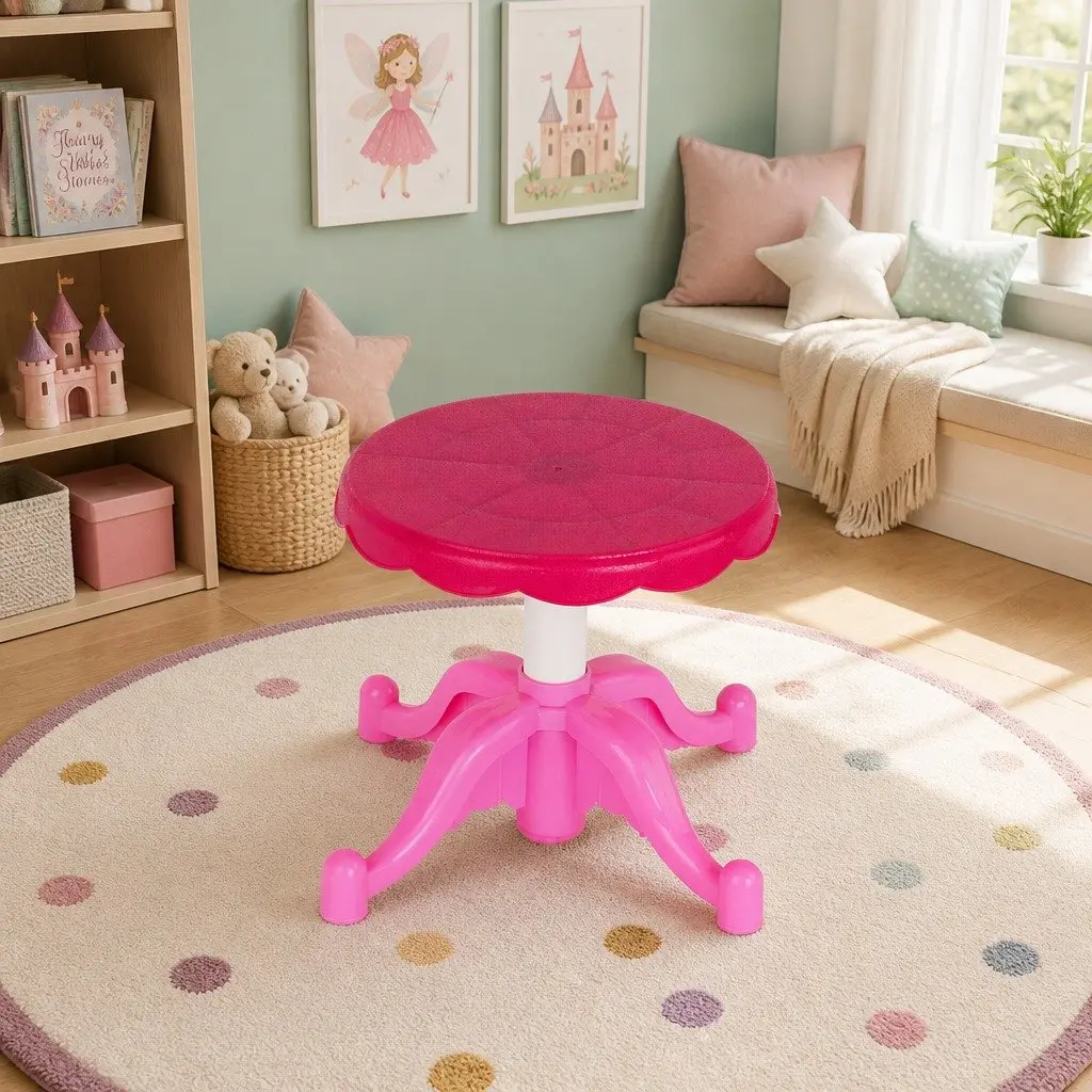 Kids Pretend Makeup Dressing Table Vanity Set with Chair Stool Accessories Girls