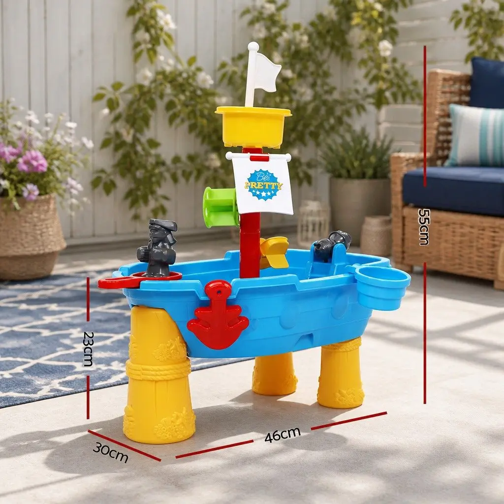 Kids Sand Water Table Blue Lightweight Portable Outdoor Activity Toy