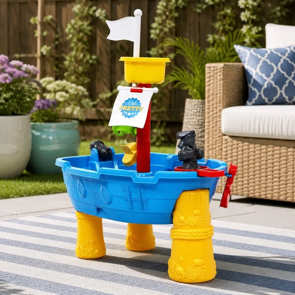 Kids Sand Water Table Blue Lightweight Portable Outdoor Activity Toy