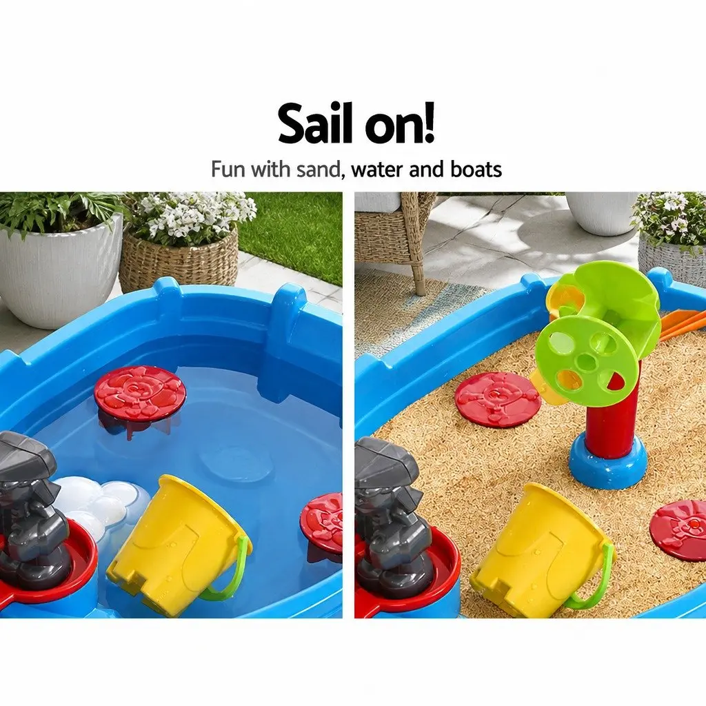 Kids Sand Water Table Blue Lightweight Portable Outdoor Activity Toy