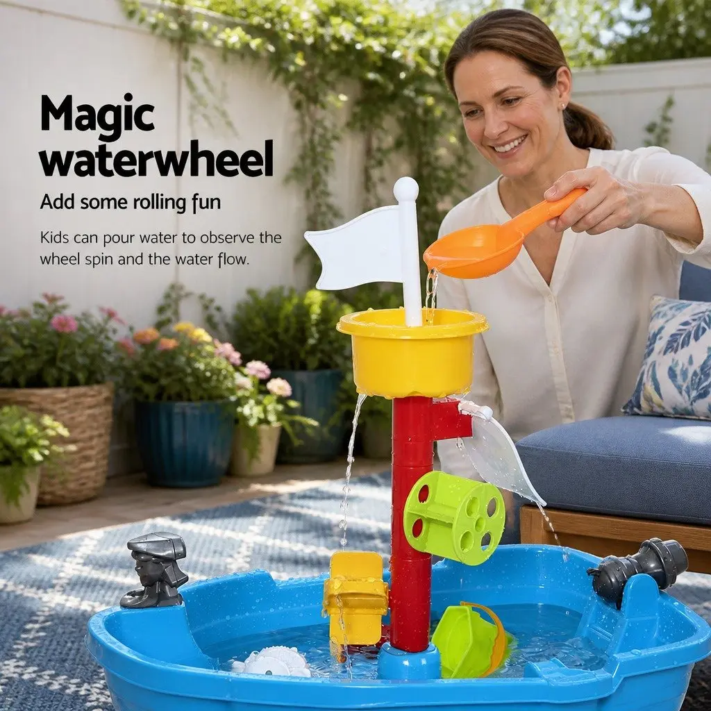 Kids Sand Water Table Blue Lightweight Portable Outdoor Activity Toy