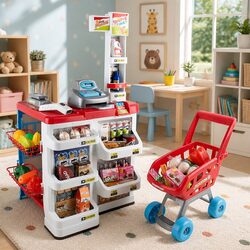 Compact Kids Supermarket Playset for Learning Through Play