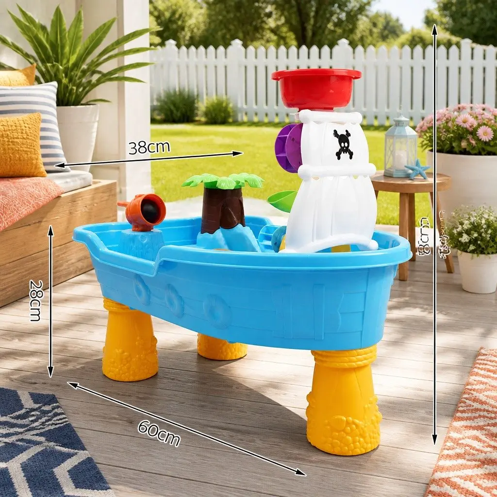 Sand Water Table Multi-coloured 60 x 38 cm Pirate Ship Theme with Accessories for Outdoor Play
