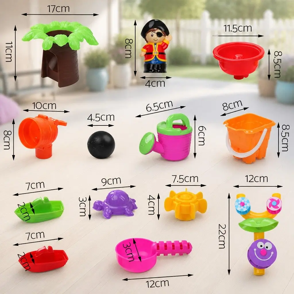 Sand Water Table Multi-coloured 60 x 38 cm Pirate Ship Theme with Accessories for Outdoor Play