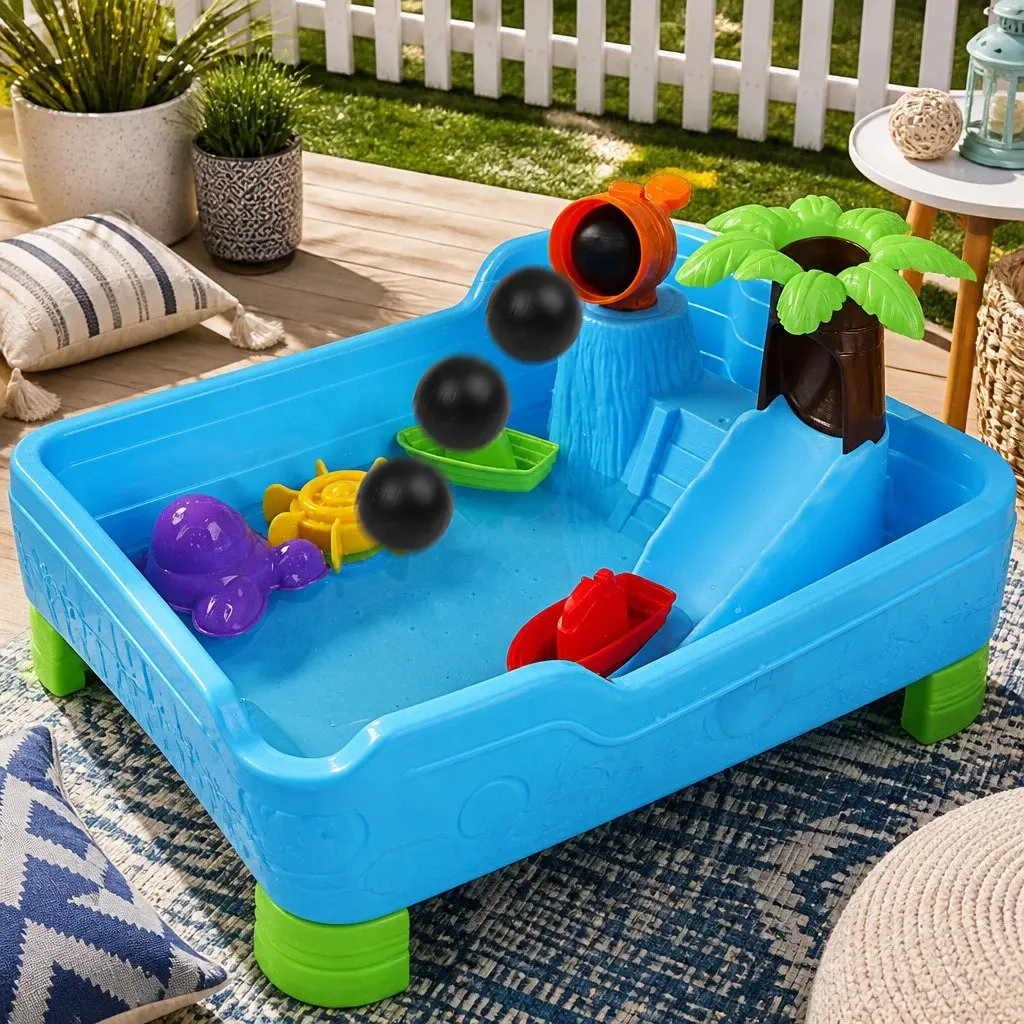 Sand Water Table Multi-coloured 60 x 38 cm Pirate Ship Theme with Accessories for Outdoor Play