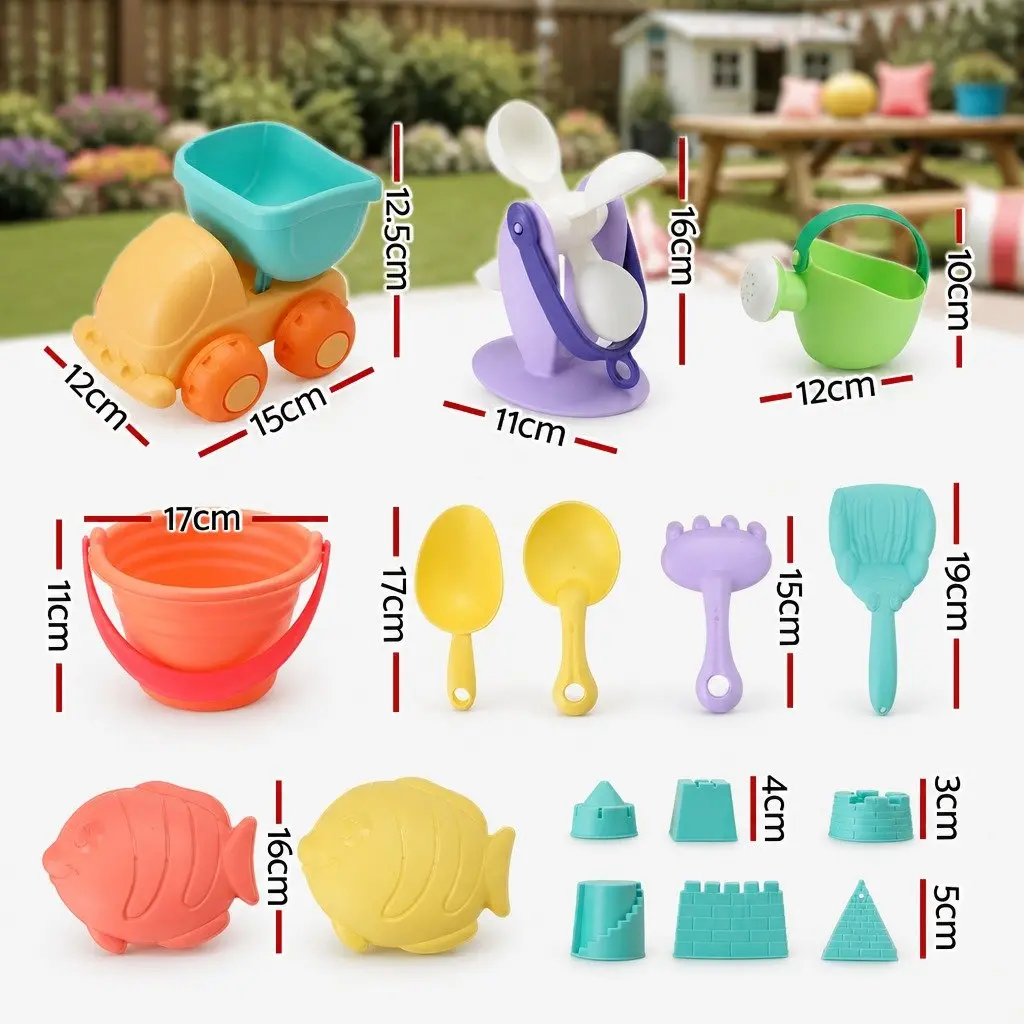 Kids Sand and Water Table Multicolour 16 Piece Play Set with Beach Truck and Windmill